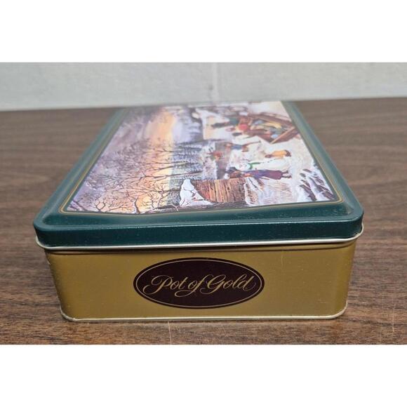 Pot of Gold Vintage Candy Tin with Winter Scene - Picture 3 of 7
